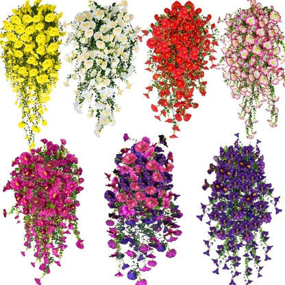 Three-Piece Artificial Rose Vine Garland with 216 Listed Flowers in Twelve Exact Color Combinations
