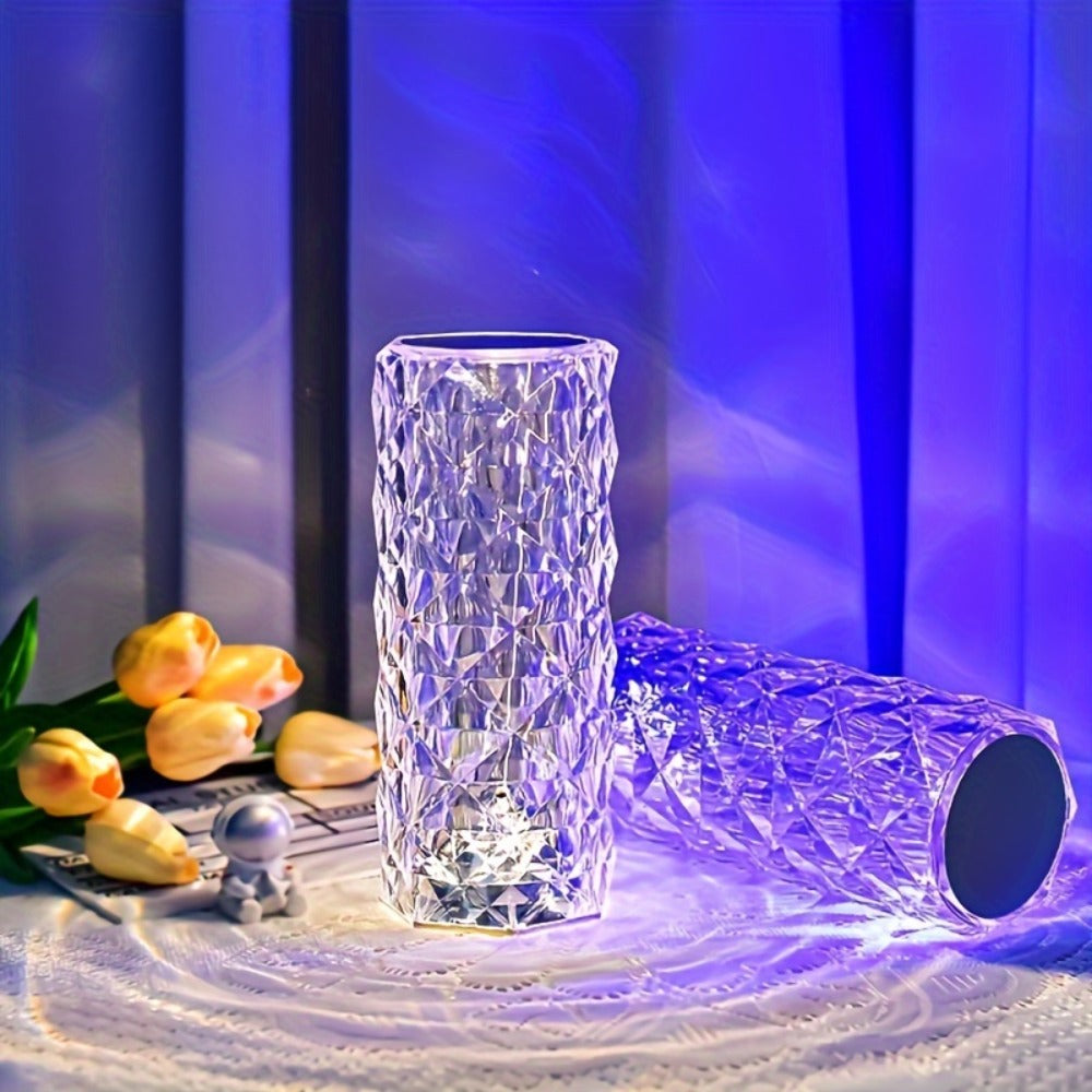 6.2-Inch Crystal-Style LED Table Lamp with 16 Colors, Touch Control, Remote and USB Power Lead