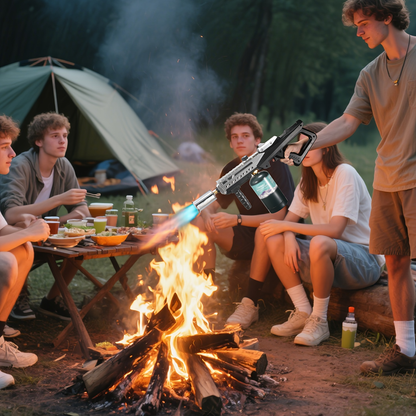 Long-Handle Propane Grill Torch with Adjustable Flame, Trigger Ignition and Silver-Black Finish