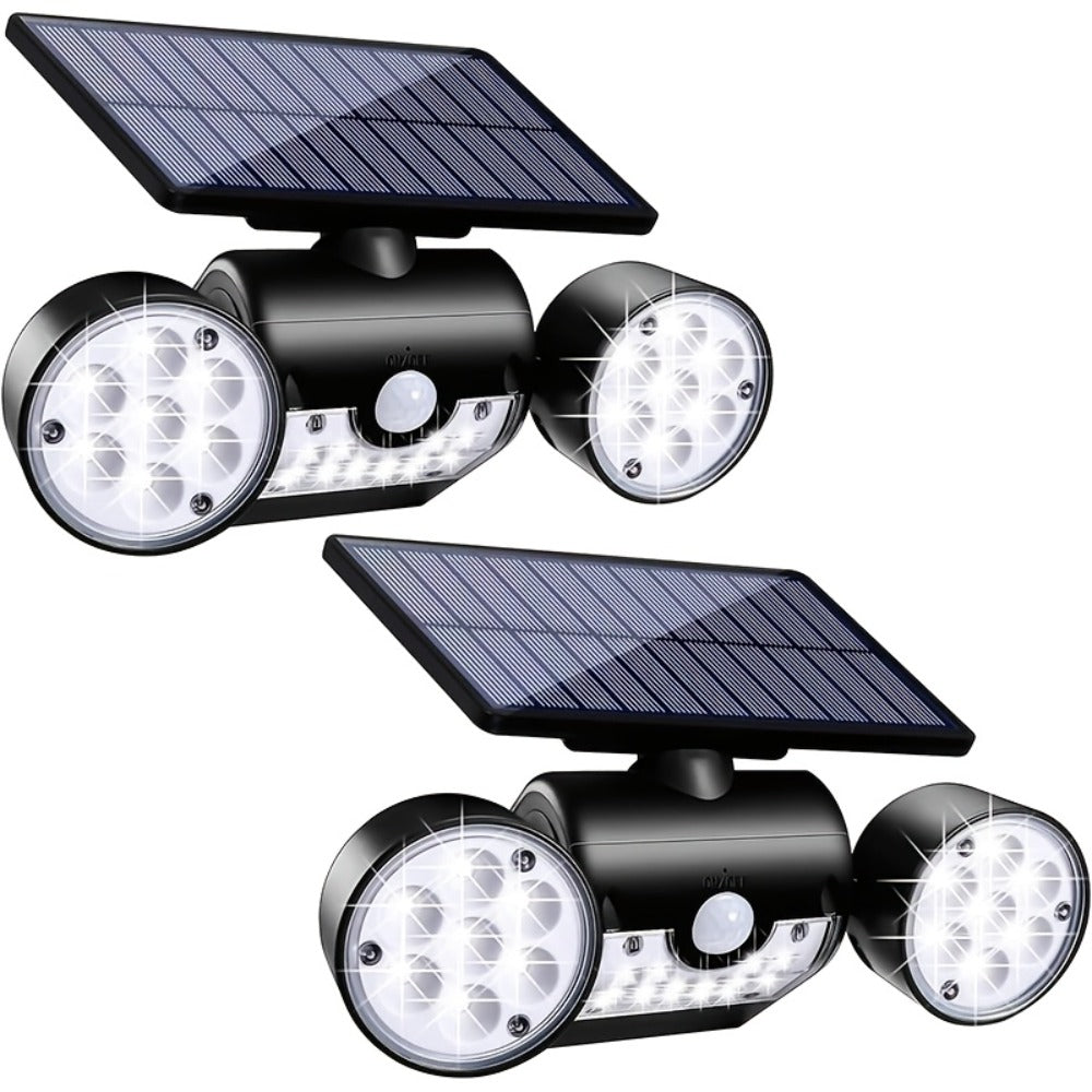 Motion Sensor Solar Security Light 30 LED Dual Head - 360° Adjustable IP65 Waterproof Outdoor Wall Spotlight for Garden Garage Driveway Patio Backyard, 1/2/3 Pack Options