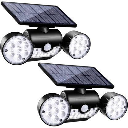Motion Sensor Solar Security Light 30 LED Dual Head - 360° Adjustable IP65 Waterproof Outdoor Wall Spotlight for Garden Garage Driveway Patio Backyard, 1/2/3 Pack Options