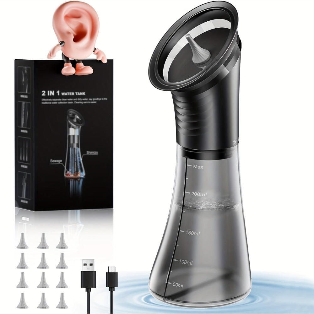 E80 Electric Ear Irrigation Kit with Three Modes, Dual Tank Sections, Temperature Display and USB Charging