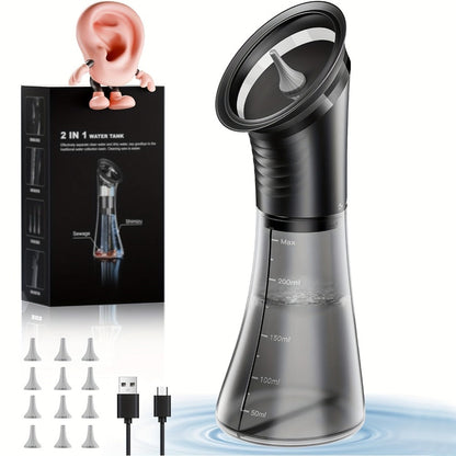 E80 Electric Ear Irrigation Kit with Three Modes, Dual Tank Sections, Temperature Display and USB Charging