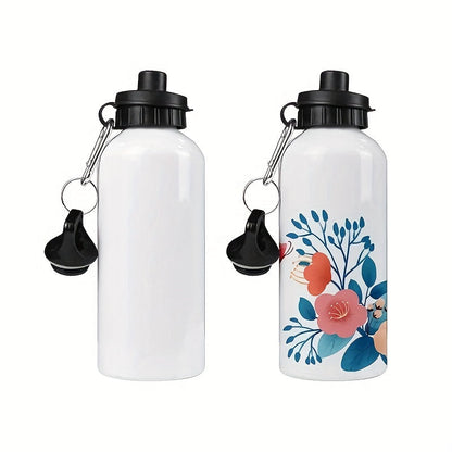 Single Silver Water Bottle with Screw-Top Spout Lid, Clip-On Cap and Preserved 600 ml Checkout Size