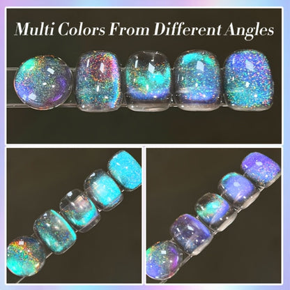 Gel Nail Polish in 10ml 9D Holographic Rainbow Cat-Eye with Magnetic Swirl and UV/LED Cure