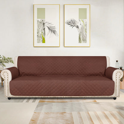 Sofa Cover Five-Layer Quilted Microfiber Protector with Elastic Strap and Foam Anchors for 3 or 4 Seats