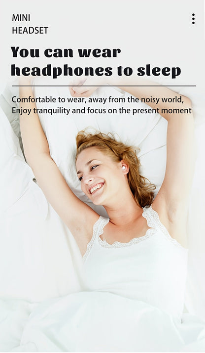 Invisible Sleep Earbuds Bluetooth 5.4 Mini Ultra Compact True Wireless – Noise Cancelling Hi-Fi All Day Wear Touch Control USB-C for Running Sleeping Compatible with All Phones