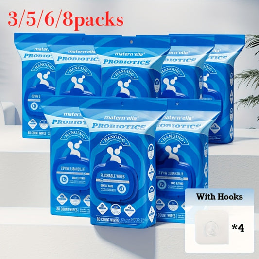 Flushable Wet Wipes for Adults with Probiotics – Plant-Based Fibers, Fragrance Free, Sewer Safe, Soft & Thick Disposable Butt Wipes, Travel & Camping Must-Have, for Incontinence & Personal Care (3/5/6/8 Packs)