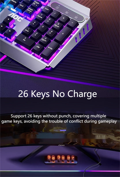 Full-Size 104-Key Wired Gaming Keyboard with Volume Knob in Seven White or Black Options Pictured