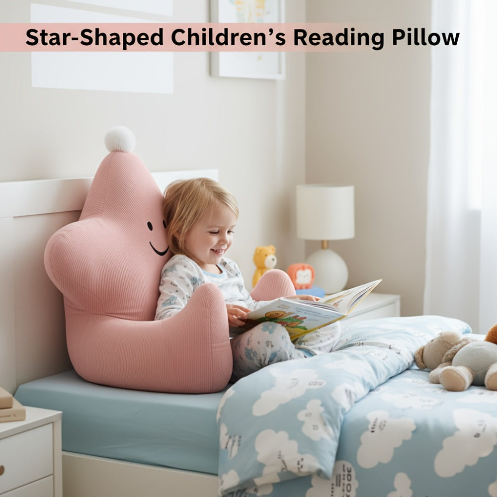 Kids Reading Pillow Star Shape with Neck Support Back Support Lumbar Support & Armrests Ergonomic Spine Protection Sit-Up Pillow for Children Reading Study Gaming on Sofa Bed Floor (Blue Green Yellow Pink)