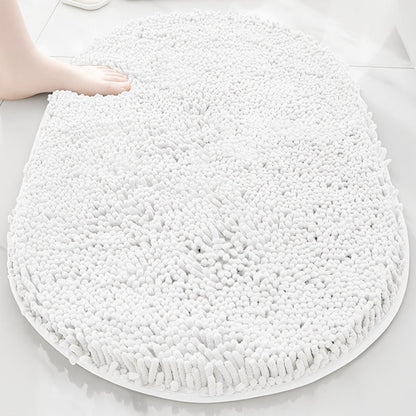 Chenille Bath Mat Non-Slip Super Absorbent Oval Bathroom Rug Soft Plush Carpet for Bathroom Kitchen Bedroom Entryway Indoor Outdoor Pet Dog Mat Machine Washable Multi-Color Multi-Size