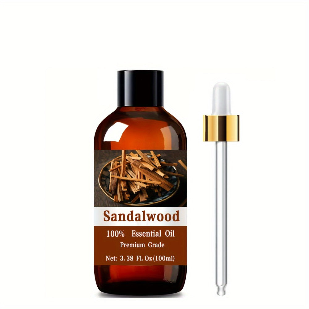 Aromatherapy Oil Sandalwood Warm Woody Aroma in 100ml Bottle for Hair, Skin, Massage, Diffuser and Bath