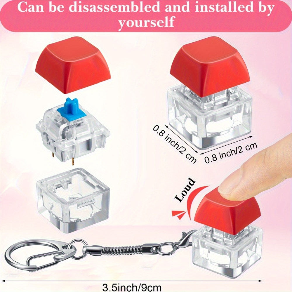 Twenty-Piece Keyboard Keycap Fidget Keychain Set with Mixed Pastel Colors and Clickable Switches
