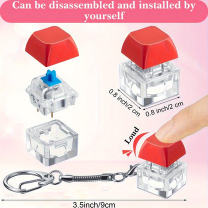 Twenty-Piece Keyboard Keycap Fidget Keychain Set with Mixed Pastel Colors and Clickable Switches
