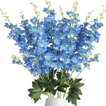 Artificial Flowers Eight-Piece Delphinium Larkspur Set with 33.5-Inch Silk Stems in 11 Colors