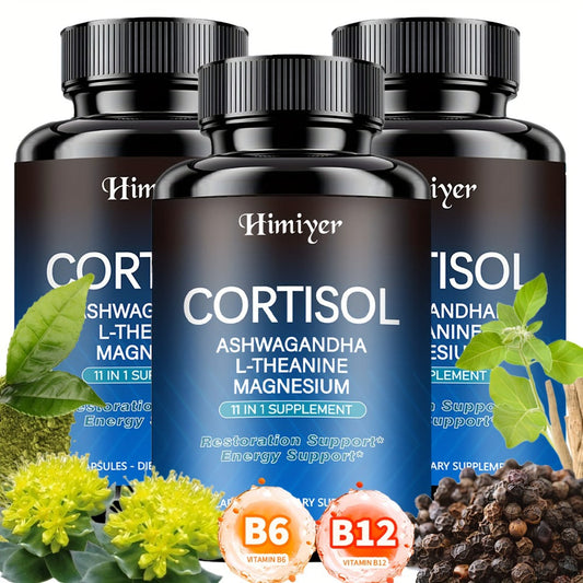 Rhodiola Ashwagandha Stress Relief Capsules with L-Theanine & Magnesium – Cortisol Balance, Deep Sleep & Mood Support Supplement for Women & Men | 1 or 3 Pack