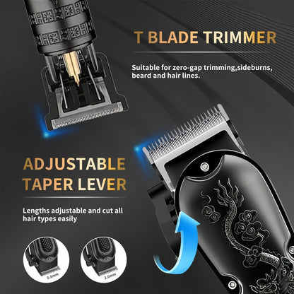 Hair Clipper Cordless Metal-Body Set with LCD Battery Display and Single or Two-Piece Color Options