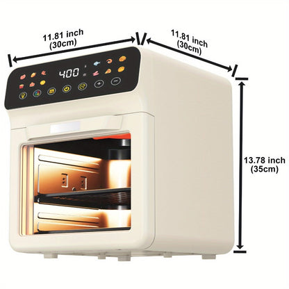 12-Quart Countertop Air Fryer Oven with Viewing Window, Interior Light and White or Black Finish