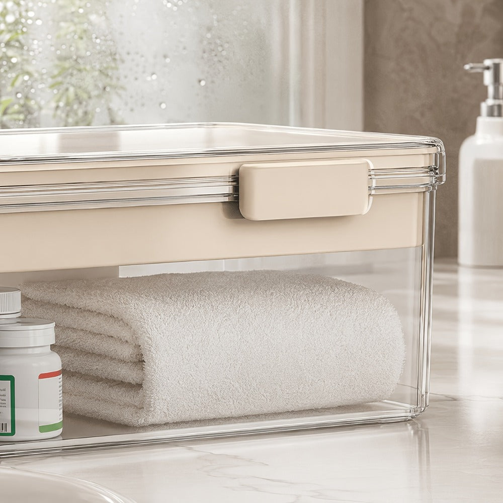 Transparent Medicine Storage Box with Carry Handle, Tiered Tray, 29 x 21 x 17 cm and Two Color Options