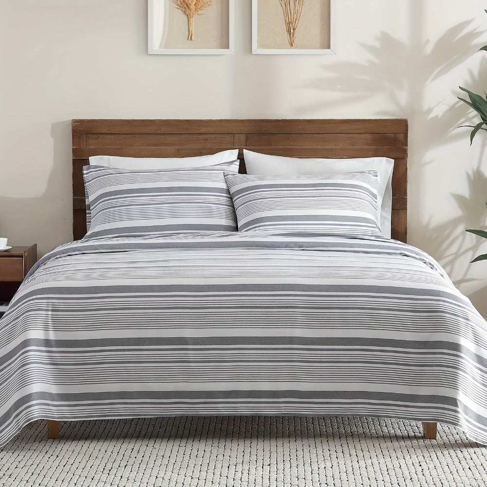 Bed Sheet Set Sanded Polyester Microfiber with 35–39 cm Pocket and Solid or Stripe Pattern Options