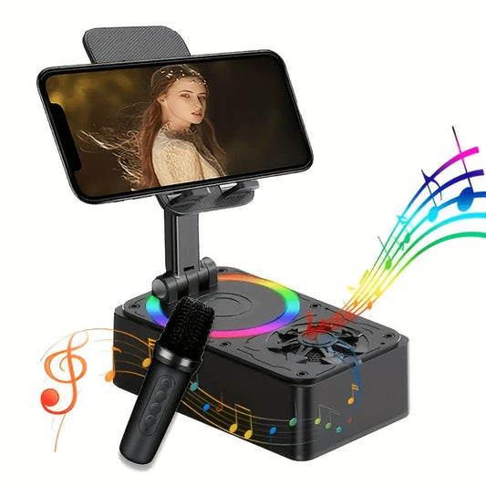 Portable Bluetooth Speaker with Turtle-Shell Phone Stand, 1200mAh Battery and 6-Hour Playtime