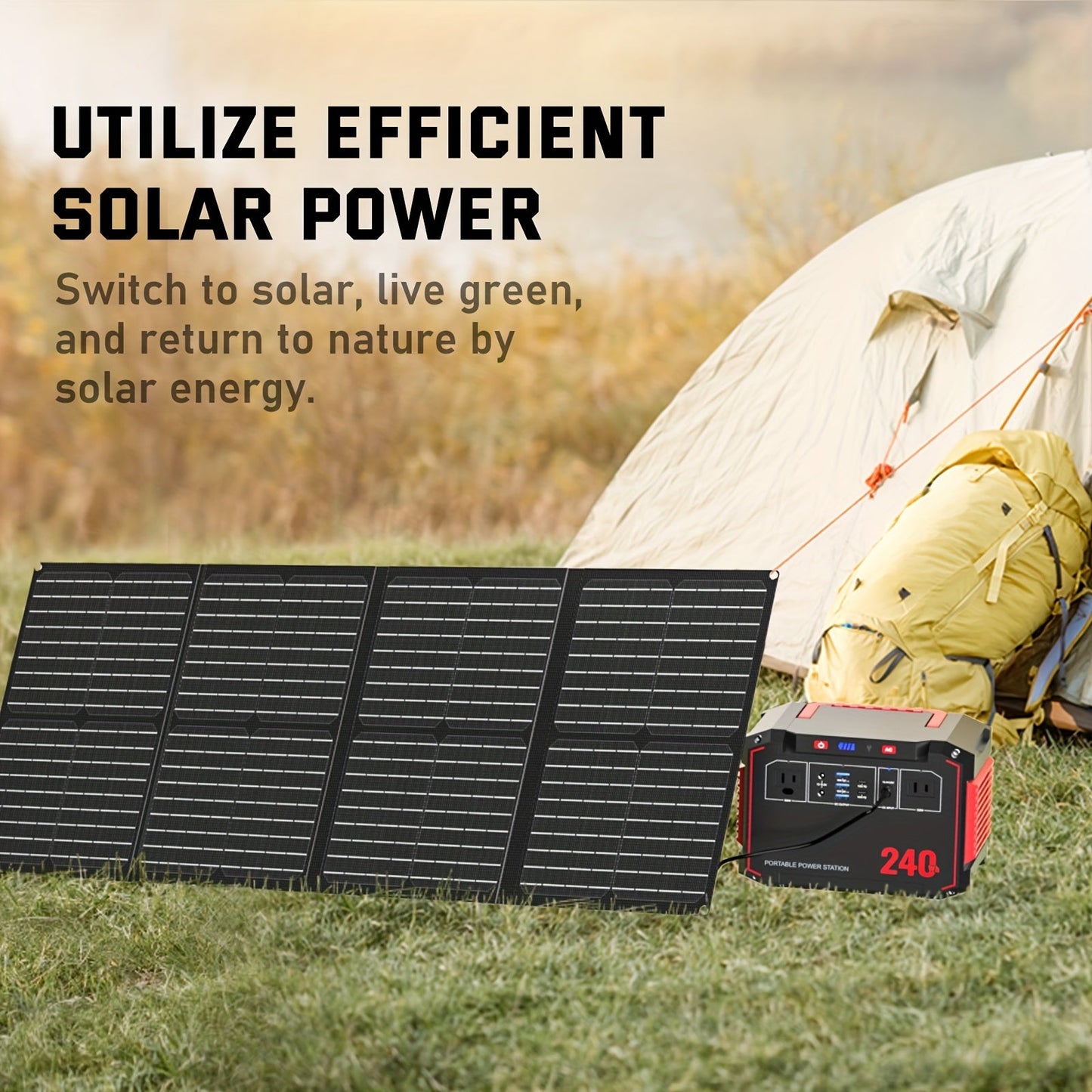 Solar Generator Portable Power Station 88.8Wh 111Wh 237Wh with Foldable Solar Panel, 100W Pure Sine Wave AC Output USB-C PD USB QC3.0 DC LED Emergency Light for Camping RV Hiking & Home Backup Power