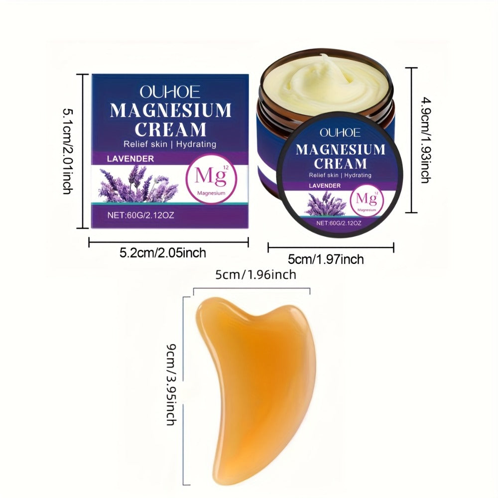 Body Cream OUHOE Magnesium Lavender 60g Jars in a Two-Piece Boxed Set for External Massage Use