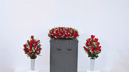 Artificial Cemetery Grave Flowers Silky Rose Bouquet Memorial Decoration