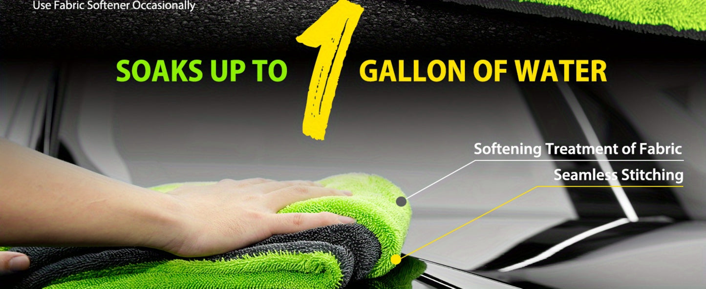 Microfiber Car Drying Towel 1400GSM – Dual-Sided Scratch-Free Twist Yarn Cloth, 48"x24" High-Absorbency Car Wash Towel