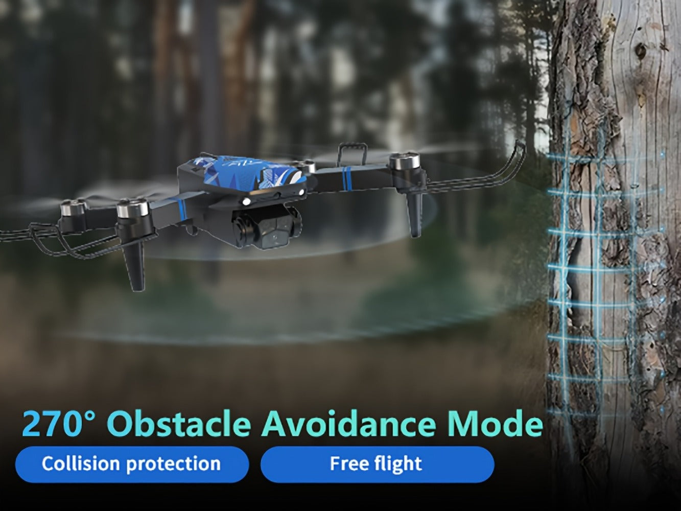 Foldable RC Drone with 2.8-Inch Screen Remote, Dual Cameras and 270-Degree Obstacle Sensor Mode