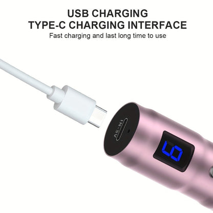 L6 Pink Microneedling Pen Kit with 10 Replacement Tips, Six Speed Levels and USB Charging Cable