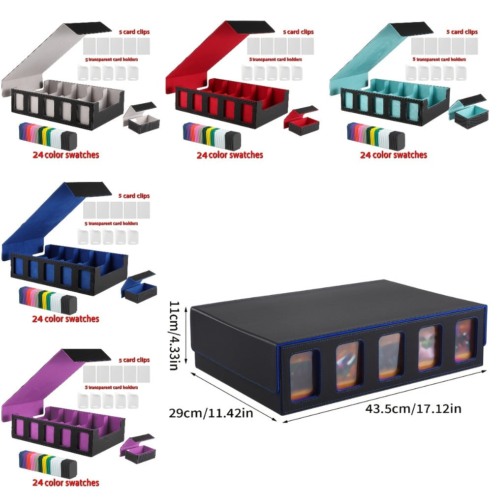 Front-Window Five-Row Collector Card Organizer with 24 Color Dividers, Five Clear Holders and Five Color Choices