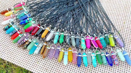 Pendant and Cord Jewelry Making Set with 30 Colored Point, Cross or Heart Pendants and 30 Black Necklaces