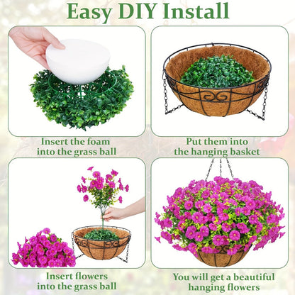 Artificial Flowers Hanging Petunia Arrangement with Included Planter Container and Six Color Options