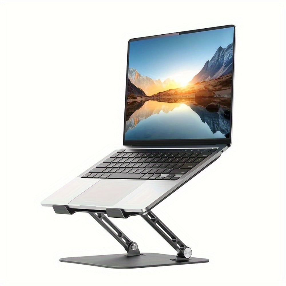 Laptop Stand Adjustable Aluminum Alloy Foldable Portable Ergonomic Desk Riser Compatible with 10 to 16.5 Inch Laptop MacBook Notebook Tablet Computer Stand Holder for Home Office – Black & Silver
