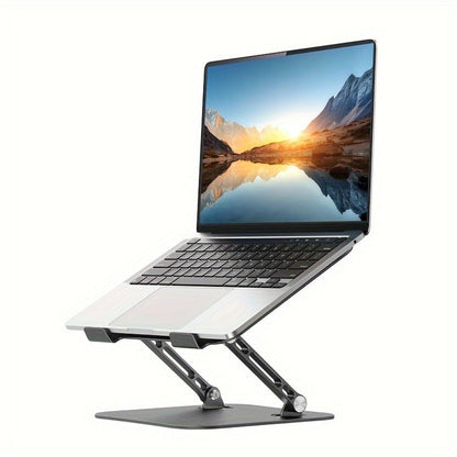 Laptop Stand Adjustable Aluminum Alloy Foldable Portable Ergonomic Desk Riser Compatible with 10 to 16.5 Inch Laptop MacBook Notebook Tablet Computer Stand Holder for Home Office – Black & Silver