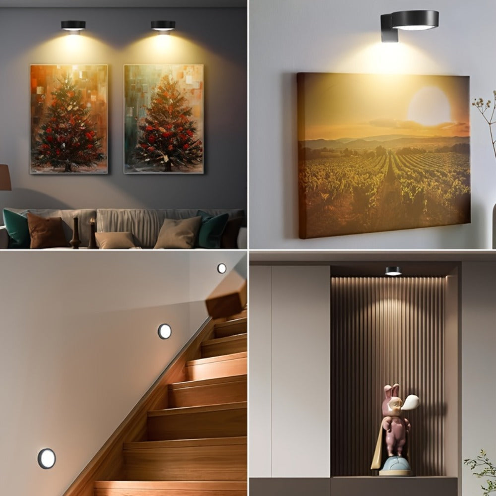 Three-Pack Battery-Operated Picture Lights with Magnetic Mounts, Remote Control and Timer Settings
