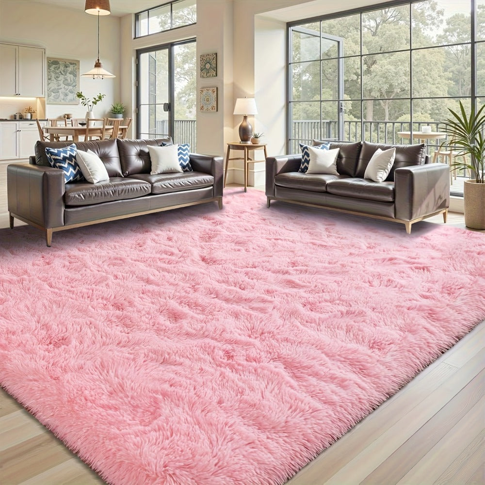 Shaggy Area Rug Soft Plush Fuzzy Carpet Non-Slip Tie-Dye Design for Bedroom Living Room Nursery Dorm — Pet Friendly Machine Washable Multiple Sizes & Colors