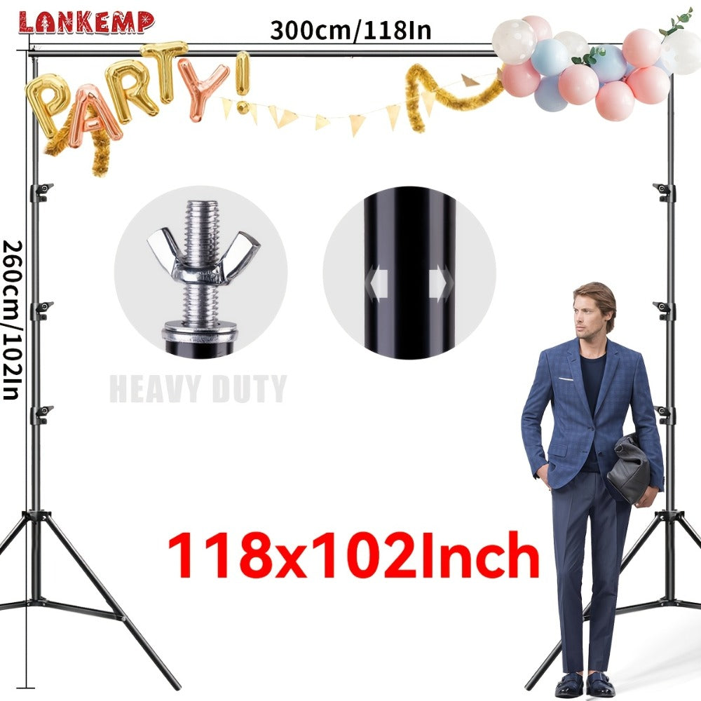 Telescoping Photography Backdrop Stand with LM-2020 and LM-2630c Size Options for 79 x 79 or 118 x 102-Inch Frames