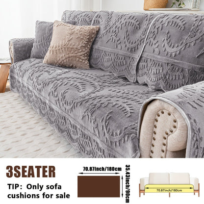 Sofa Cover Quilted Faux Rabbit Fur Plush Panels in 35.43-Inch Width with Seat, Pillowcase and Two-Piece Options