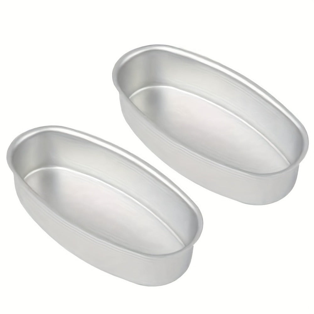 Two-Piece Nonstick Oval Aluminum Bread Pan Set for Loaves, Cakes, Cheesecake and Oven Baking