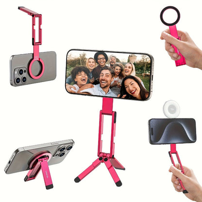 ULANZI MA60 Magnetic Phone Tripod 5-in-1 Foldable Stand Ultra-Slim 0.8cm 14N Dual Magnet 500g Load for Vlogging Content Creation Desktop Handheld Aluminum Alloy