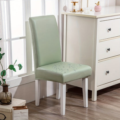Chair Cover Set of 4 or 6 Stretch PU Leather Dining Slipcovers in Nine Available Color Choices