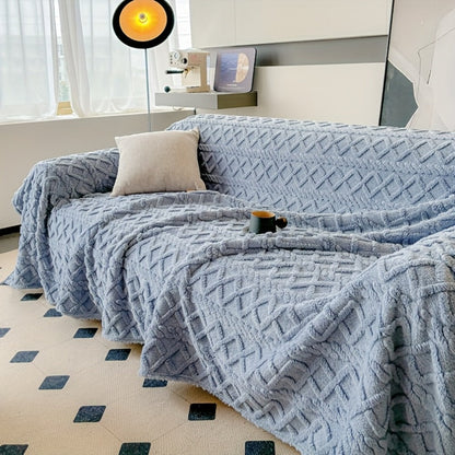 Sofa Cover Soft Polyester Velvet Bohemian Jacquard Throw for 3 or 4-Seater Sofas in Five Colors