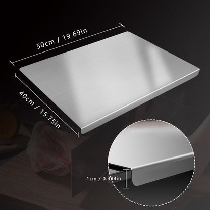 Stainless Steel Cutting Board – 304 Grade Butcher Block Rolling Board, Large Kitchen Chopping Board for Meat, Vegetables & Bread, Non-Slip Household Kitchen Supplies