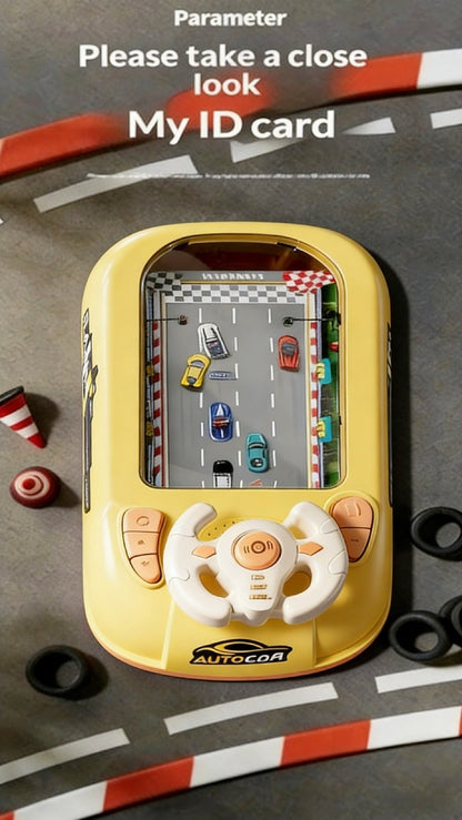 Electronic Racing Steering Wheel Game Toy with 200 Pictured Levels, Two Speeds and Yellow or Green Options
