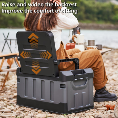 Camping Storage Box Chair with Folding 23.43-Inch Base, Raised Backrest and Five Color or Liner Options