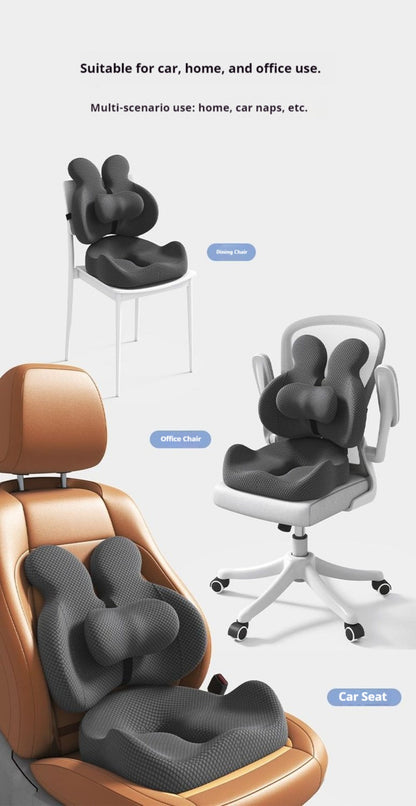 Lumbar Support Cushion & Seat Cushion Set – Ergonomic Office Chair Pillow for Lower Back Pain Relief, Breathable Memory Foam Waist & Hip Support for Home, Car & Desk Chair