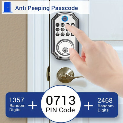 Voice Guided Keypad Deadbolt with Fingerprint, PIN, One-Time Visitor Code & Key, Backlit Keypad, Auto Lock