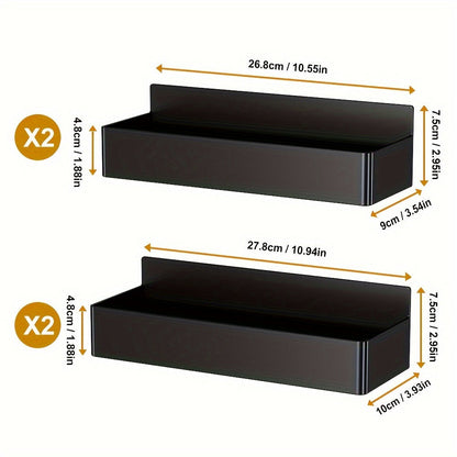Magnetic Spice Rack for Refrigerator Wall Mounted Large Capacity Spice Organizer - Multifunctional Kitchen Storage Rack with Polished Finish, Easy Clean, Space Saving Fridge Spice Holder Black White